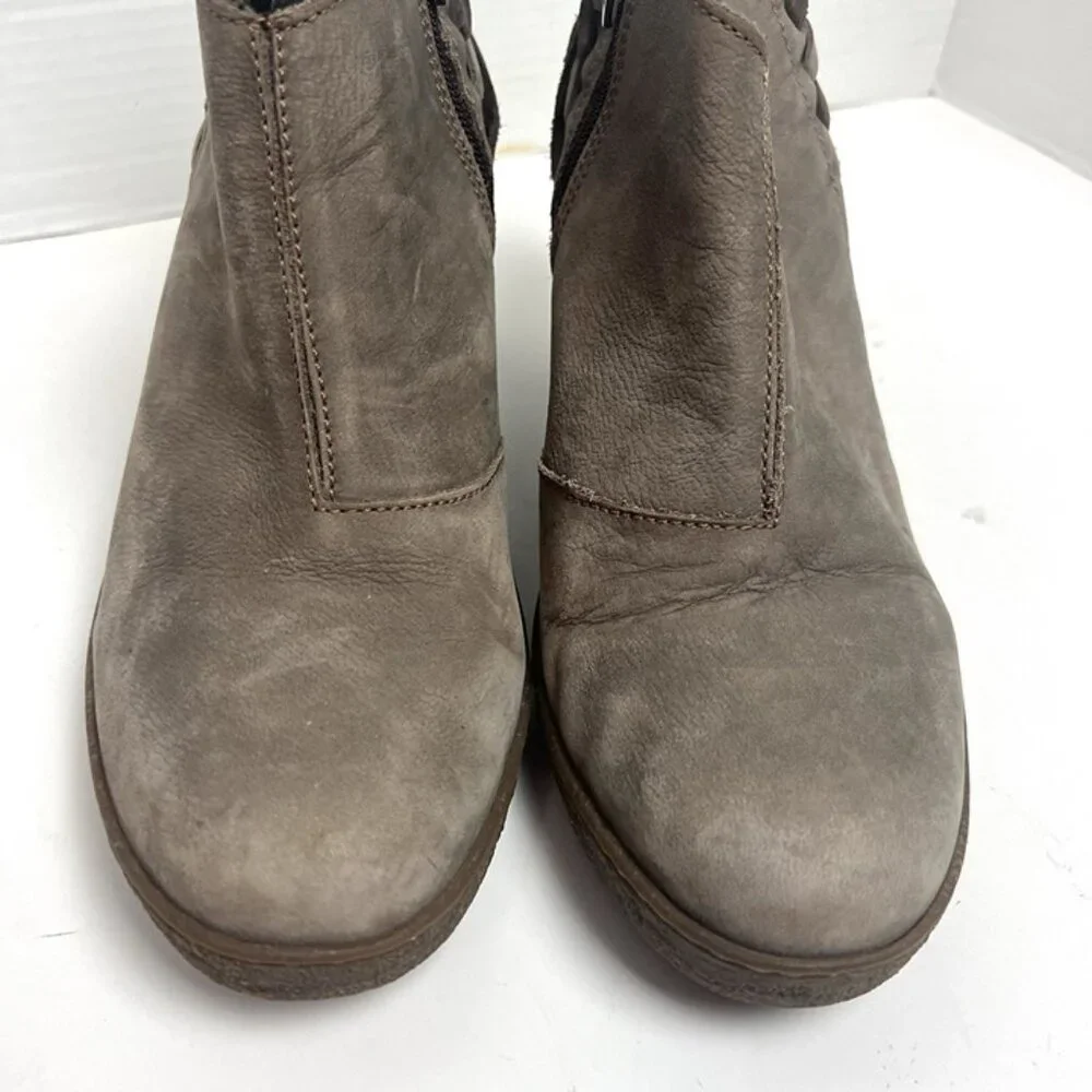 El‎ Naturalista Boots Womens 40 Nubuck Lichen NF77 Ankle Boots Zip Heel Booties